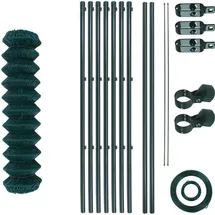 Estexo Maschendrahtzaun Set 1,5x15 m Komplettset Gartenzaunset Gartenzaun Zaunset grün