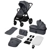 lionelo Layla 2in1 Babywanne und Buggy bis 22n kg, Babywanne bis 9 kg, 360° Schwenkbare PU-Räder, XXL Verdeck - Grau - Grau