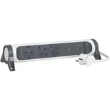 Legrand Steckdosenleiste, 3-fach Steckdose, USB-A- und USB-C-Anschluss, integrierter Überspannungsschutz mit Statusanzeige (SPD), 1,5m Kabel, Ultraweiß/Dunkelgrau, 694508