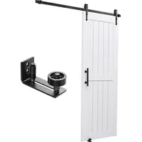 SucceBuy Schiebetür im Scheunenstil mit robustem MDF-Design (762 x 2134 mm), inklusive Hardware-Kit, wasserabweisender PVC-Beschichtung und H-Rahm... - Weiß