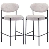 WAHSON OFFICE CHAIRS Esszimmerstühle für Küche aus Teddystoff mit Metallbeine Modern Grau 2er Set Wahson