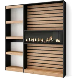 SKRAUT HOME Bücherregal, Holzregal, 170x25x186cm, Wohnzimmer - Büro, Für Bücher, Moderner Stil, Eiche und schwarz - 82_4