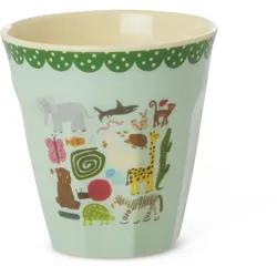 RICE Mittelgroßer Kinderbecher aus Melamin Wildlife, 250 ml, mint