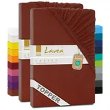 Lavea Spannbettlaken Maya, in Gr. 60x140, 90x200, 120x200, 140x200, 180x200 oder 200x220 cm, Baumwolle, Gummizug: rundum, (2 Stück), Jersey Spannbetttuch für Topper, Boxspring- und Wasserbetten braun 90/100 cm x 200 cm