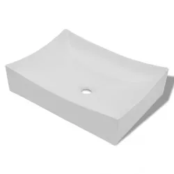 Keramik Porzellan Waschtisch Waschbecken Hochglanz| vidaXL : Farbe - Weiss