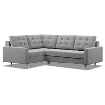 mebligo Eckcouch Textil 4-Sitzer Grau