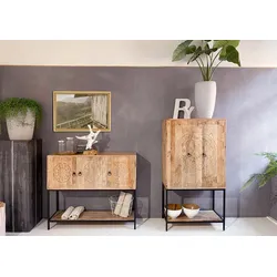 Highboard GUTMANN FACTORY, beige (natur), B:80cm H:150cm T:42cm, Massivholz, Sideboards, Stauraumschrank, Breite 80 cm