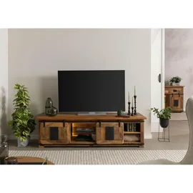 Massivmoebel24 Railway LUX TV-Board 180x55x50 cm Natur lackiert Holz