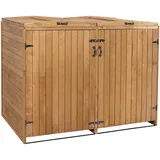 Mendler XL 2er-/4er-Mülltonnenverkleidung HWC-H74, Mülltonnenbox, erweiterbar 126x158x98cm Holz braun