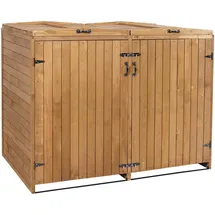 Mendler XL 2er-/4er-Mülltonnenverkleidung HWC-H74, Mülltonnenbox, erweiterbar 126x158x98cm Holz ~ braun