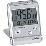 Atlanta Funkwecker Digital LCD-Anzeige Reisewecker mit Klappe Temperatur - 1806/19 (Silber)