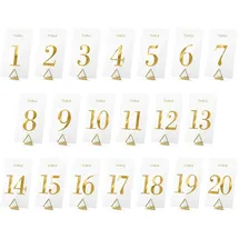 wYw Mellilu Tischnummern Tischkarten, Transparent Gold, 7x12 cm, 20 St, goldfarben