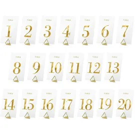 wYw Mellilu Tischnummern Tischkarten, Transparent Gold, 7x12 cm, 20 St, goldfarben