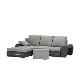 Sofa.de Ecksofa mit Beleuchtung und Schlaffunktion Emma ¦ grau ¦ Maße (cm): B: 280 H: 96 T: 184.0