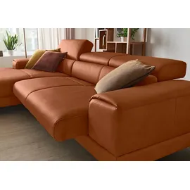 W.Schillig Ecksofa "Piedroo, Designsofa mit tollem Sitzkomfort, elegant und bequem, L-Form", braun (cognac z69), B:303cm H:70cm T:193cm, Longlife Xtra-Leder Z69: Das feinnarbige, gedeckte Softleder Z69 besticht durch seine außergewöhnliche Weichheit im trendigen