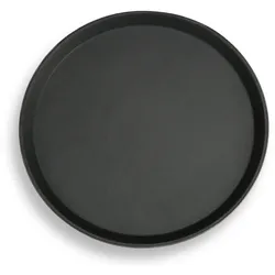 Relaxdays Gastro Tablett, rutschfeste Oberfläche, hoher Rand, Kellnertablett für Café, Bar, Restaurant, Ø 35 cm, schwarz