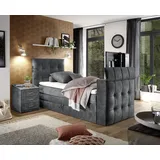 Set One by Musterring Boxspringbett »Richmond«, mit Duo-Matratze (H2/H3), versenkbarer TV-Halterung (bis 40 Zoll) und Fernbedienung. Wahlweise mit/ohne Bettkasten, grau anthrazit B:134cm L:243cm,