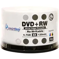 Smartbuy DVD- und RW-Rohlinge, 4 x 4,7 GB, 120 Minuten, Weiß, bedruckbar, wiederbeschreibbar, 50 Stück
