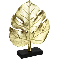 Dekofigur I.GE.A. "Splitphilo-Blatt Statue", gold, B:19cm H:24cm, Polyresin, Dekofiguren, Blattskulptur Figur Skulpturen Blätter Deko Ornament Geschenk gold