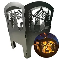 Terma Sahldesign Feuerkorb Hirsch im Wald Höhe 70x51x51cm sehr Massive Ausführung, Feuerstelle für den Garten Grill Funktion, Feuerschale, Feuertonne, Grillzubehör
