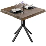 GGM Möbel PE | Bistrotisch Baumkante | B:T:H 60 x 60 x 77 cm | Walnuß / Schwarz | Quadratisch