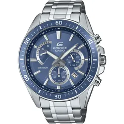 Chronograph CASIO EDIFICE, silber (edelstahlfarben), Armbanduhren, Herren, Quarzuhr, Armbanduhr, Herrenuhr, bis 10 bar wasserdicht, Stoppfunktion