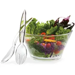 TABLE PASSION Salatschüssel 28 cm + Besteck - Table Passion Transparent Rund Kunststoff