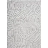 VIMODA Teppich Wohnzimmer Teppich Schlafzimmer 3D Effekt modern Weich kurzflor Wellenmuster Qualitativ,Farbe:Grau;Maße:160x230 cm