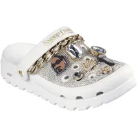 Skechers Damen Snoop Dogg: Arch Fit Footsteps-Rolling N Gold Holzschuh, Weiss/opulenter Garten, 41 EU - 41 EU