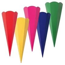 Folia - Geschwister-Schultüten-Rohlinge - 10er-Set, bunt - Einschulungstuete Kinder