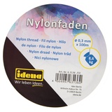 IDENA 63136 - Transparenter Nylon-Faden auf Spule, unsichtbare Nylon-Schnur ca. 0,3 mm x 100 m, Tragkraft ca. 8,6 kg, zur Schmuckgestaltung, zum Basteln und Aufhängen von Mobiles, Fensterbildern uvm.