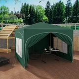 Woltu Pavillon, Faltpavillon 3x3 M, Mit 4 Seitenwänden, Partyzelt Wasserabweisend Uv-schutz 50+, Höhenverstellbarer Gartenpavillon, Mit Tragetasche, Für Outdoor Garten Camping Grün