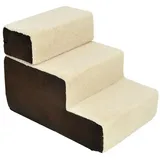 PawHut Hundetreppe Katzentreppe Einstiegshilfe 3 Stufen Haustier Plüsch beige