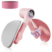 GOEDCH Oberschenkeltrainer: Beckenbodentrainer für Frau, Beintrainer, Po Beinpresse mit Zählfunktion, Beine Trainingsgerät für Zuhause, 76cm Rosa Fitness Band, Beckenbodenmuskeltrainer, 360°-Drehung