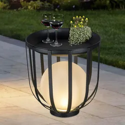 Haushalt International Tisch Beistelltisch mit Solar LED Kugellampe 70486