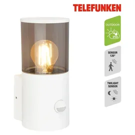 Telefunken Außenleuchte Aluminium 24,0x13,5x10,5 cm inkl. Bewegungsmelder, Dämmerungssensor, Weiß