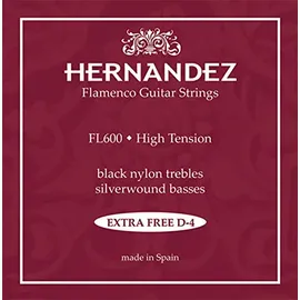 Hernandez 224759 »FLAMENCO CLASSIC SET FL-600 - ROT - HT« Saiten für,Flamenco-Gitarre - High High Tension - Plus zusätzlicher D4-Saite