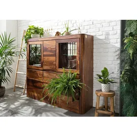 MASSIVMOEBEL24.DE Highboard Sheesham 166x40x145 walnuss gewachst Toronto 204