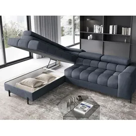 moeblo Eckcouch Polyester mit Bettkasten 3-Sitzer Grau