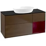 Villeroy & Boch Finion Waschtischunterschrank FA72HBGN 120cm, Abdeckplatte black matt, Regale Peony matt lacquer, Walnut veneer