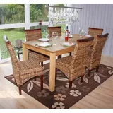 Mendler 6er-Set Esszimmerstuhl Korbstuhl M45 Stuhl Bananengeflecht ~ hell, ohne Kissen