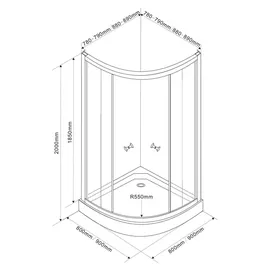 Aqualine Arlen Duschabtrennung Viertelkreis 90 x 185 cm BRICK