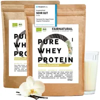 BIO WHEY Protein-Pulver Vanille ohne Chemie [Regional aus Deutschland] - Hochwertige Eiweiß-Shakes » 100% NATÜRLICH « 1,2KG (2x600g), Bio Eiweiß-Pulver aus Molkenprotein-Pulver ohne Soja