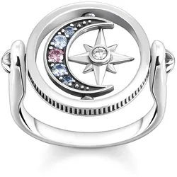 Thomas Sabo TR2377-945-7 Ring für Damen Royalty Stern & Mond Silber, 52/16,6