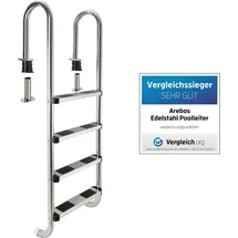Arebos Poolleiter Silber 4 Stufen