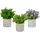 Relaxdays Kunstpflanzen 3er Set, verschiedene künstliche Pflanzen im Topf, lebensechte Plastikpflanzen, grün/lila/grau