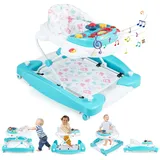 DREAMADE 6-in-1 Lauflernhilfe, Höhenverstellbar Baby Walker mit Musik & Abnehmbarem Sitz, Lauflernwagen mit Schaukelfunktion, Klappbarer Gehfrei für Baby ab 6 Monate, belastbar bis 12KG (Grün)