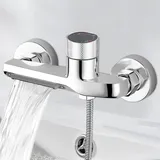 MYLERCT Badewannenarmatur Wasserfall, Wasserfall-Auslauf Bad Armatur Badewanne, Zwei-Funktions-Badewanne Wasserhahn, Silber Wasserhahn mit Drehknopf, für Wandmontage für Dusche