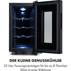 Klarstein Weinkühlschrank, Getränkekühlschrank Schmal, 1 Zone Kühlschrank mit Glastür, Getränkekühlschränke Freistehend, Weinkühlschrank K... - Schwarz