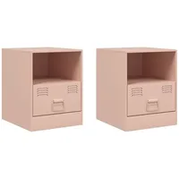 VidaXL Nachttische 2 Stk. Rosa 34,5x39x44 cm Stahl